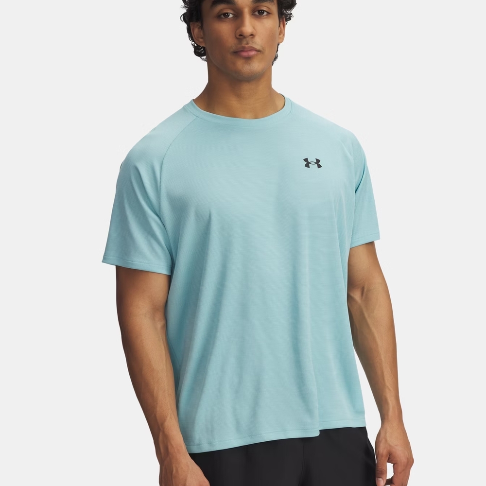 Under Armour Men's Aqua Blue Short Sleeve textured tech Tee X Large